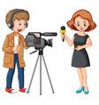 Journalist Woman Beautiful Lady Reporter Vector Image