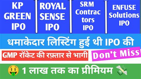 Srm Contractors IPO GMP Enfuse IPO GMP Naman In Store IPO GMP Kp