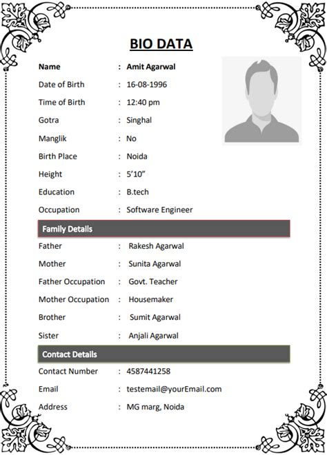 Shaadi Marriage Biodata Format Picture Minga