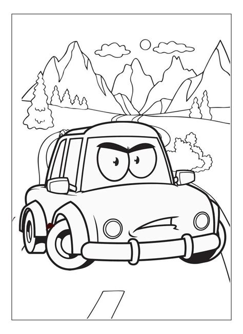 Download Happy And Funny Cartoon Car Coloring Page For Car Lover Kids ...