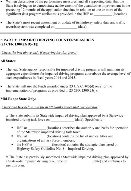 23 CFR Appendix B To Part 1300 Application Requirements For Section