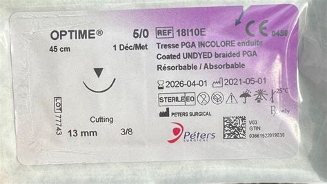 Fil De Suture R Sorbable Optime Incolore Aiguille Mm Peters