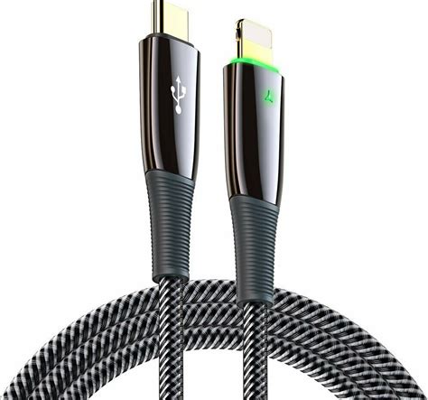 Dux Ducis K IV Braided LED USB 2 0 Cable USB C male Lightning Μαύρο