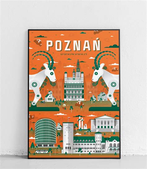 Poznań City Poster orange 61 x 91 cm Fine Art Geography