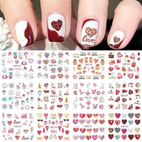 S A V I 12 Sheets Of Diy Nail Art Water Transfer Decals Heart Love