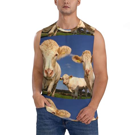 Ocsxa Cows Cattles Print Workout Tank Tops Gym Sleeveless Fitness