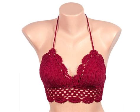 Crochet Top Summer Top Red Crop Top Festival Top Halter Etsy