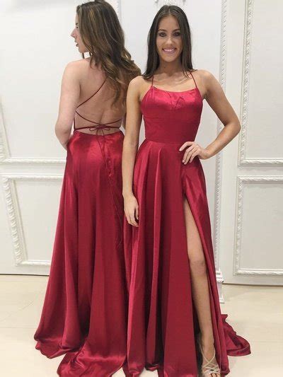 A Line Burgundy Backless Prom Dresses Burgundy Backless Formal Dresses