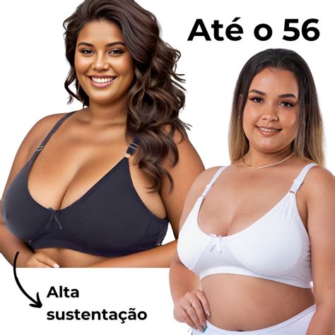 Kit 2 Sutiãs Plus Size Reforçado Sem Bojo Alça Reforçada Alta