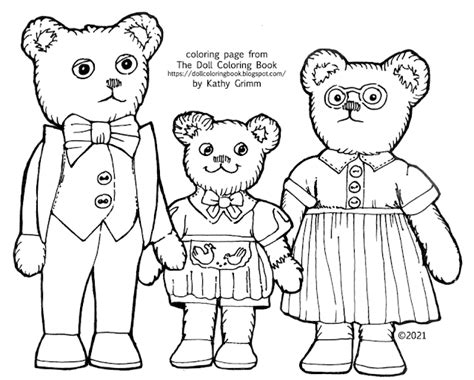 Color Papa Bear Baby Bear And Mama Bear The Doll Coloring Book