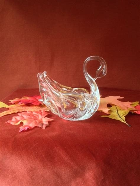 Vintage Clear Glass Swan Dish For A Dresser Or Table Setting Etsy