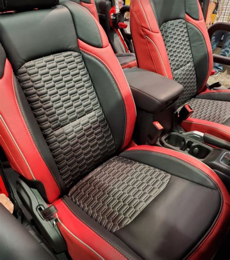 Jeep Wrangler Katzkin Black And Red Tek Hex Leather Seat Covers Jl Sport