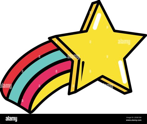 Shooting Star Rainbow Pop Art Comic Style Flat Icon Vector Illustration Stock Vector Image