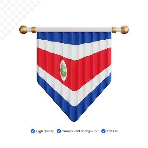 Ornamento de renderização 3d bandeira nacional da costa rica isolada