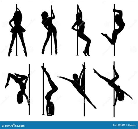 Pole Dance Women Silhouettes Stock Illustration Image 41899409