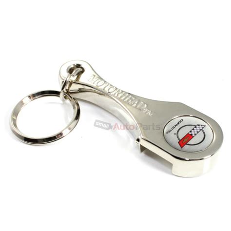 Chevy Corvette C4 Logo Chrome Metal Rod & Bottle Opener Key Chain Ring ...