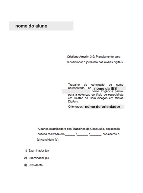 Folha De Aprova O Abnt Como Fazer E Modelo