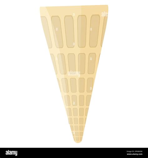 Waffle Cone For Ice Cream In Cartoon Style Isolated On White Vector