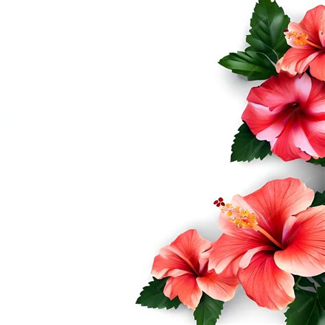 Premium Ai Image A Floral Border With Hibiscus Flowers On A White