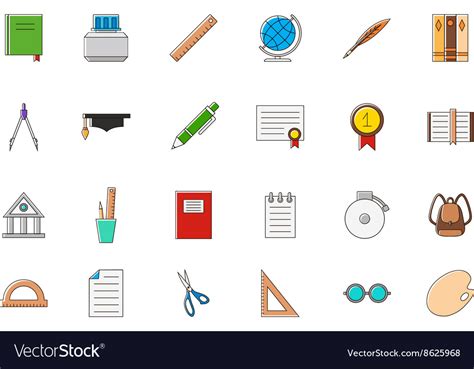 Education colorful icons set Royalty Free Vector Image