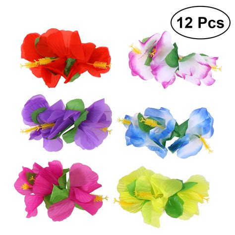 Etereauty 12pcs Hawaiian Flowers Hair Clips Bridal Barrette Tropical Beach Wedding Hibiscus