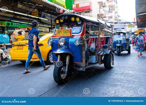 Traditional Tricycle Motorcycle Taxi In Bangkok Tuk Tuk Taxi In Asia