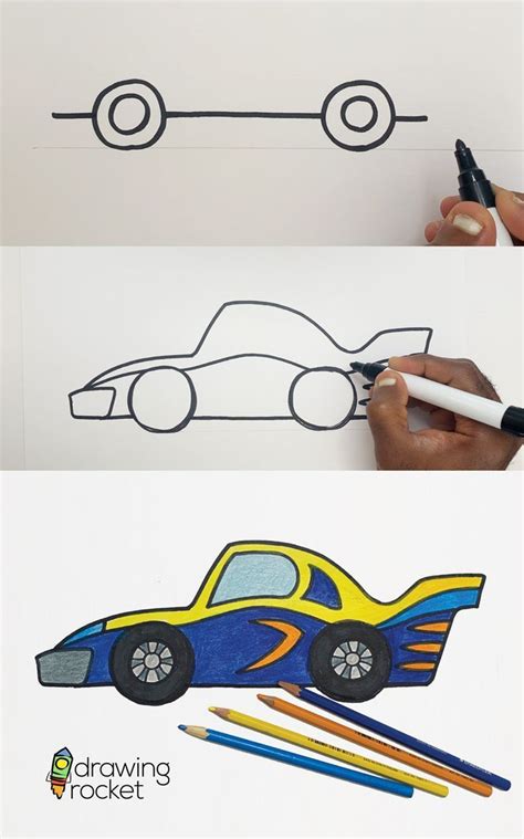 how to draw a race car easy