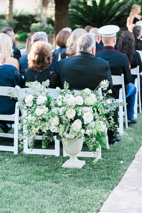 Back Of Aisle Arrangements Wedding Ceremony Flowers Alfresco Wedding