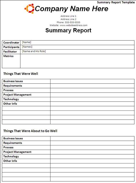 Incident Summary Report Template Professional Templates