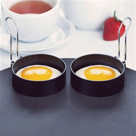 Aihome Stainless Steel Egg Frying Ring Metal Circle Shape Fried Poach Pancake Mould With Handle ...