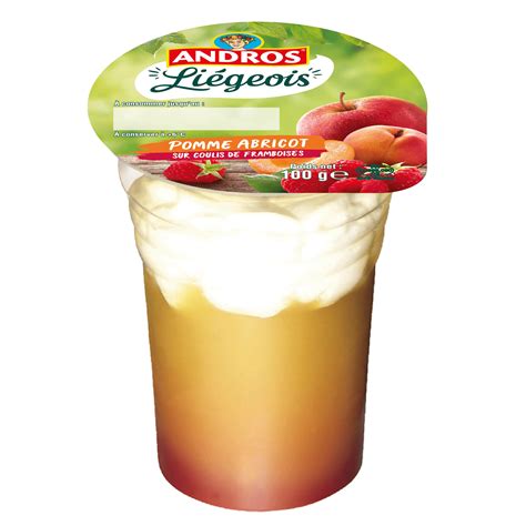 LIÉGEOIS POMME ABRICOT SUR COULIS DE FRAMBOISE 100g Andros FoodService