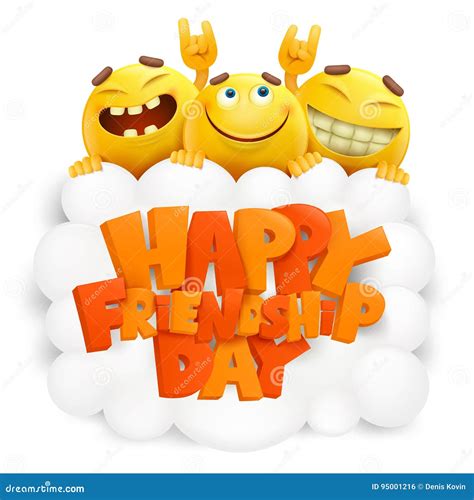 Happy Friendship Day Invitation Card With Three Emoji Smiley Faces