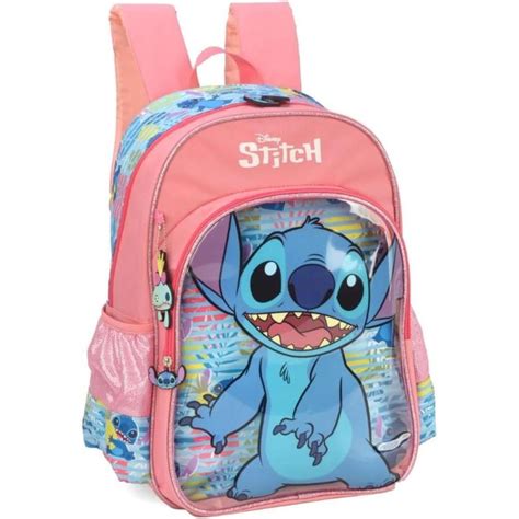 Mochila De Costas Juvenil Oficial Stitch Disney Luxcel Rosa Mochila