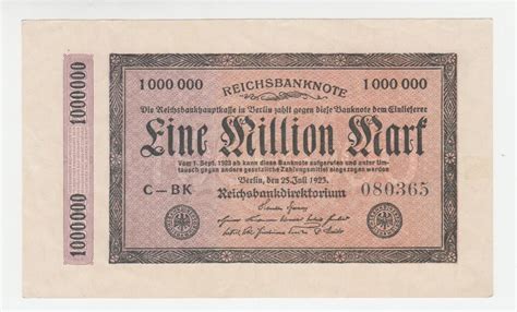 Deutschland Weimar Reichsbanknote Zu 1 Million Mark Weimar 1923 1