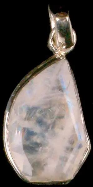 Faceted Rainbow Moonstone Pendant Exotic India Art