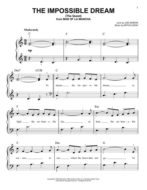 Impossible Dream Sheet Music