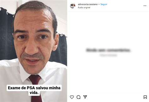 LUTA CONTRA O CÂNCER Exame de PSA salvou minha vida diz advogado