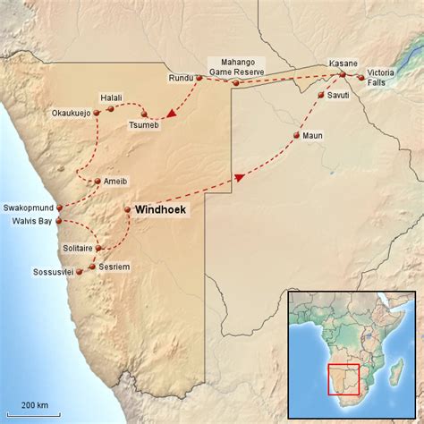 StepMap Namibia Botswana Landkarte für Namibia