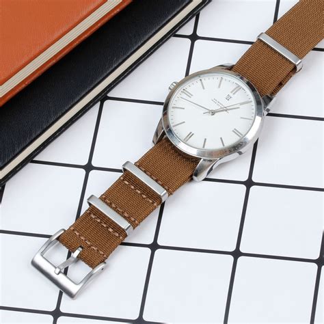 Custom High Quality Ribbed Nylon Watch Band Brown Color In Mm Mm