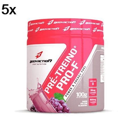 Kit 5X Pré Treino Pro F Pre Workout 100g Uva Blueberry