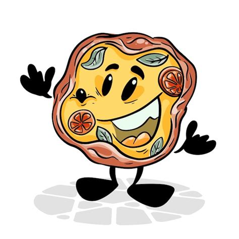 Pizza Personagem de desenho animado engraçado Vector fundo isolado