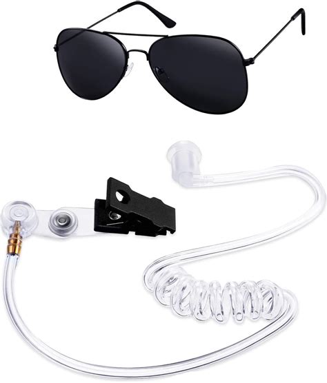 Spy Earpiece Headphones Spy Costume Women Men In Black Costume Accessories Props Spy