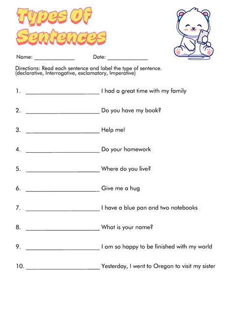 Identifying Parts Of A Sentence Practice