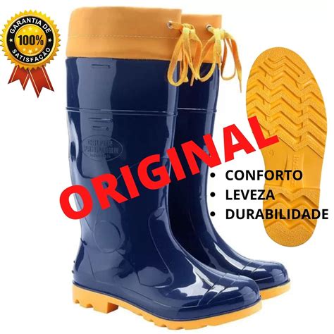 Bota De Borracha Em Pvc Tipo 7 Leguas Cano Longo Galocha C Amarra