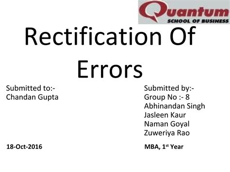 Rectification Of Errors Ppt