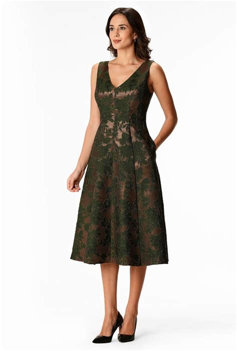 Floral Lurex Jacquard A Line Dress A Line Dress Dresses Women Dress