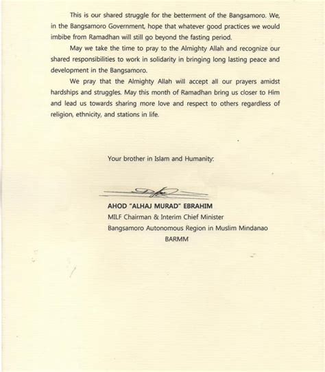 Message Of Milf Chairman And Bta Interim Chief Minister Ahod Al Haj