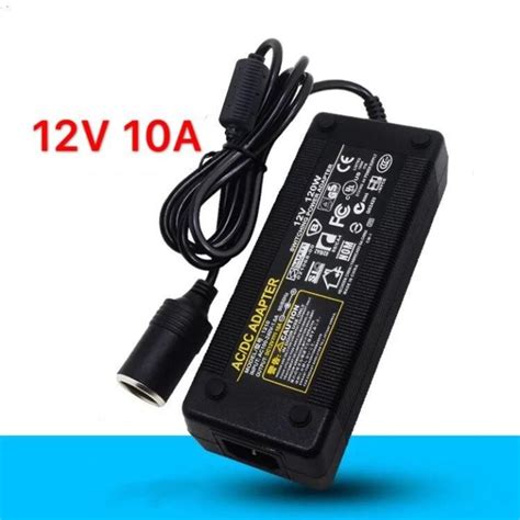 หม้อแปลงไฟฟ้า อะแดปเตอร์ช่องจุดบุหรี่รถยนต์ แปลงไฟฟ้า 220v Ac เป็น 12v Dc กระแสไฟฟ้าอยู่ที่ 10a