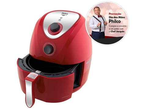 Fritadeira Elétrica Sem Óleo Air Fryer Philco Air Fry Saúde Vermelha