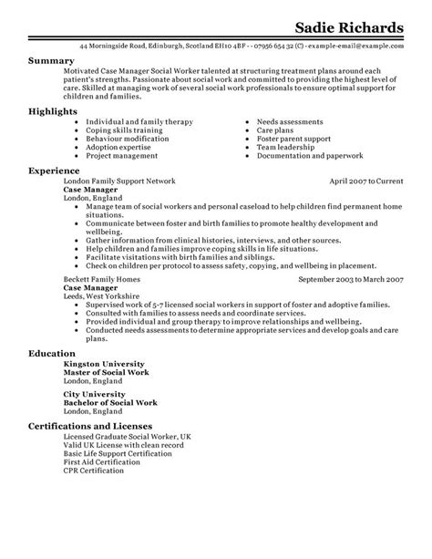 Case Manager Resume Example Social And Services Sample Resumes Livecareer